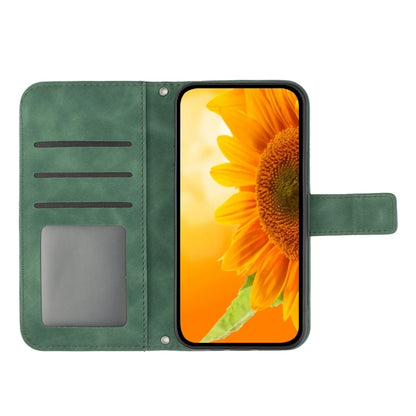 For Xiaomi Redmi Note 12S Skin Feel Sun Flower Embossed Flip Leather Phone Case with Lanyard(Green) - Xiaomi Cases by buy2fix | Online Shopping UK | buy2fix