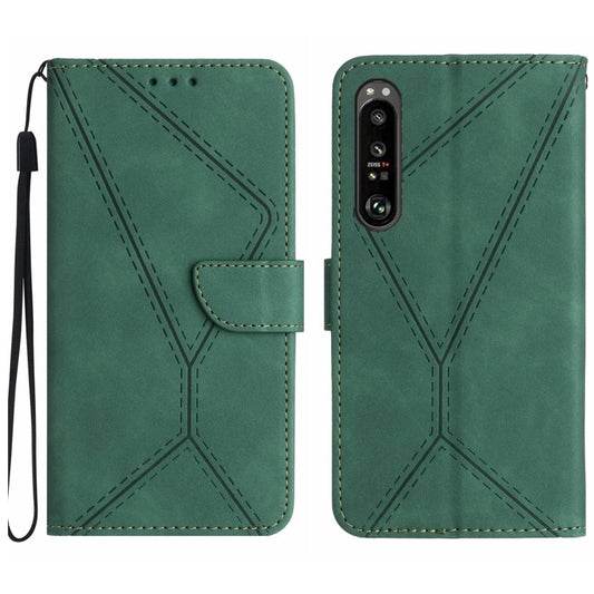 For Sony Xperia 1 IV Stitching Embossed Leather Phone Case(Green) - Sony Cases by buy2fix | Online Shopping UK | buy2fix