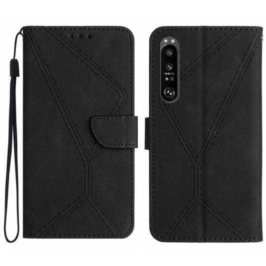 For Sony Xperia 1 V Stitching Embossed Leather Phone Case(Black) - Sony Cases by buy2fix | Online Shopping UK | buy2fix