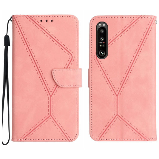 For Sony Xperia 5 III Stitching Embossed Leather Phone Case(Pink) - Sony Cases by buy2fix | Online Shopping UK | buy2fix