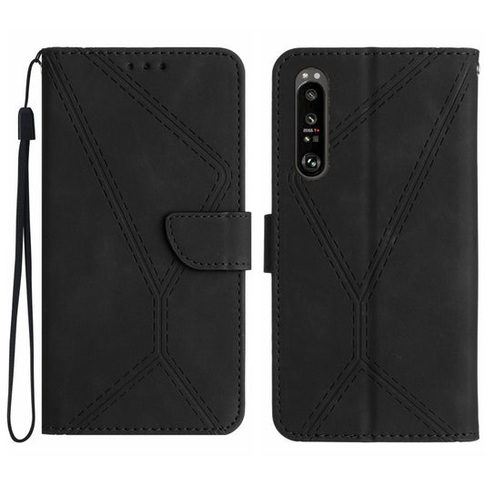 For Sony Xperia 5 IV Stitching Embossed Leather Phone Case(Black) - Sony Cases by buy2fix | Online Shopping UK | buy2fix