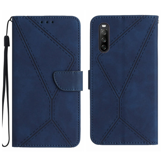 For Sony Xperia 10 IV Stitching Embossed Leather Phone Case(Blue) - Sony Cases by buy2fix | Online Shopping UK | buy2fix