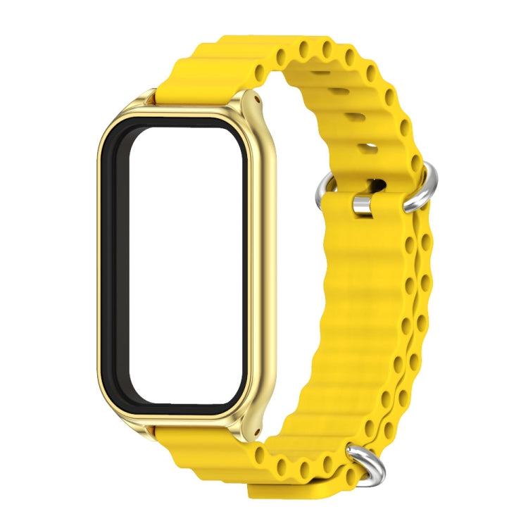 For Xiaomi Smart Band 8 Active / Redmi Band 2 Mijobs Metal Shell Ocean Silicone Watch Band(Yellow Gold) - Watch Bands by MIJOBS | Online Shopping UK | buy2fix