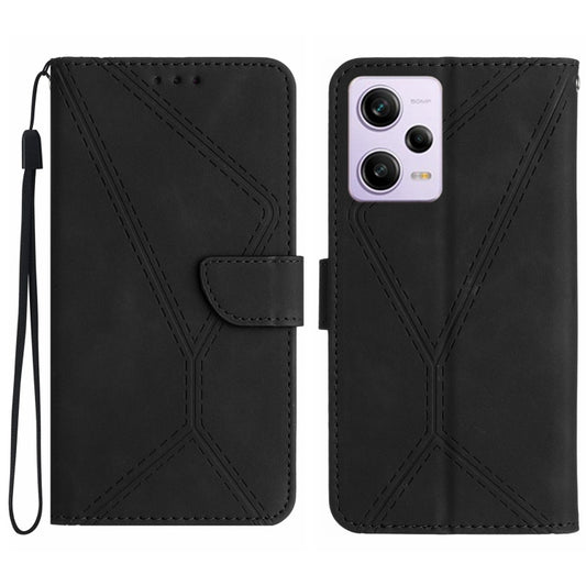 For Xiaomi Redmi Note 12 Pro+ Stitching Embossed Leather Phone Case(Black) - Note 12 Pro+ Cases by buy2fix | Online Shopping UK | buy2fix