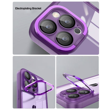 For iPhone 13 Pro Max Invisible Lens Bracket Matte Transparent Phone Case(Purple) - iPhone 13 Pro Max Cases by buy2fix | Online Shopping UK | buy2fix