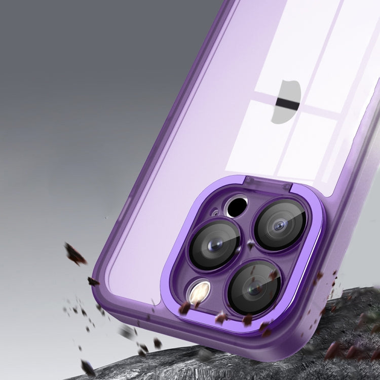 For iPhone 13 Pro Max Invisible Lens Bracket Matte Transparent Phone Case(Purple) - iPhone 13 Pro Max Cases by buy2fix | Online Shopping UK | buy2fix