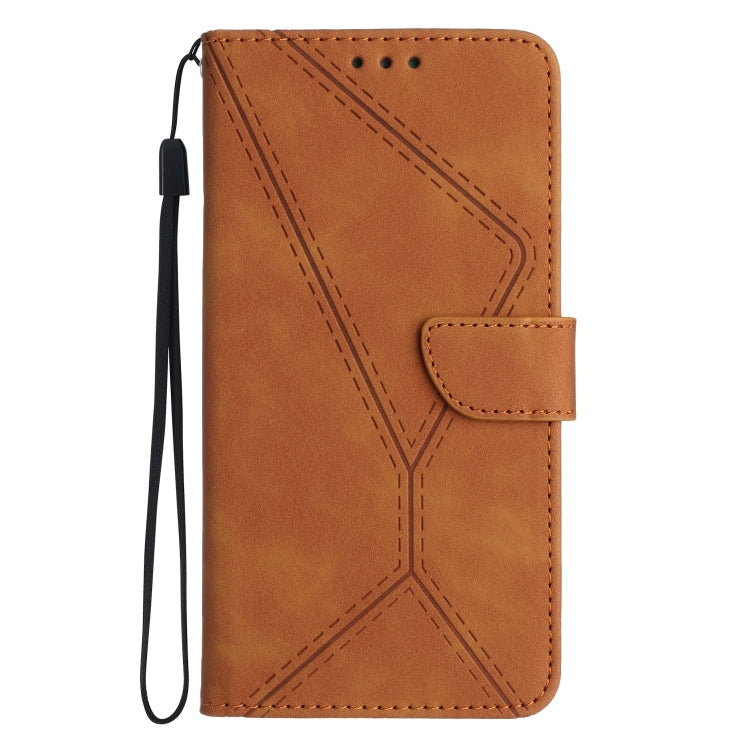 For Samsung Galaxy S22 Ultra 5G Stitching Embossed Leather Phone Case(Brown) - Galaxy S22 Ultra 5G Cases by buy2fix | Online Shopping UK | buy2fix