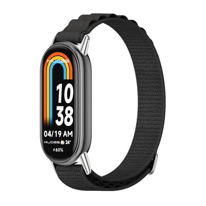 For Xiaomi Mi Band 8 / 9 / 9 NFC Mijobs Nylon Breathable Watch Band(Black Silver) - Watch Bands by MIJOBS | Online Shopping UK | buy2fix