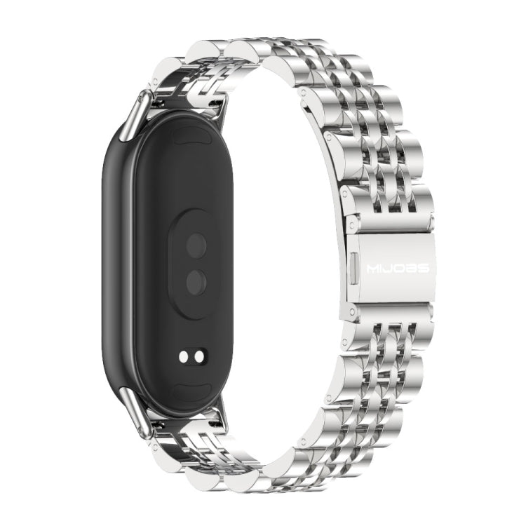 For Xiaomi Mi Band 8 / 9 / 9 NFC Mijobs Seven Bead Stainless Steel Watch Band(Silver) - Watch Bands by MIJOBS | Online Shopping UK | buy2fix