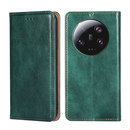 For Xiaomi 13 Ultra 5G Gloss Oil Solid Color Magnetic Leather Phone Case(Green) - 13 Ultra Cases by buy2fix | Online Shopping UK | buy2fix