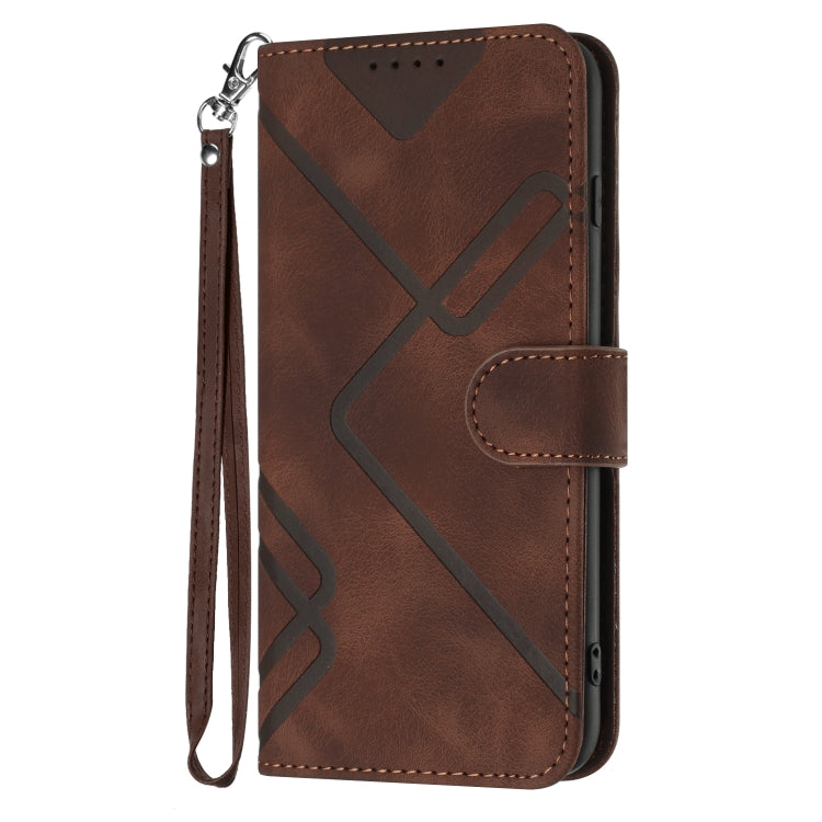 For Honor 70 Lite Line Pattern Skin Feel Leather Phone Case(Coffee) - Honor Cases by buy2fix | Online Shopping UK | buy2fix