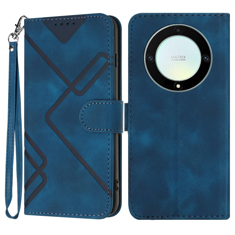 For Honor Magic5 Lite 5G Line Pattern Skin Feel Leather Phone Case(Royal Blue) - Honor Cases by buy2fix | Online Shopping UK | buy2fix