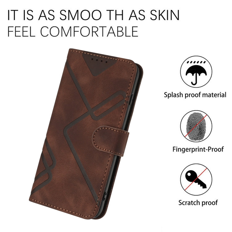 For Honor 70 Line Pattern Skin Feel Leather Phone Case(Coffee) - Honor Cases by buy2fix | Online Shopping UK | buy2fix