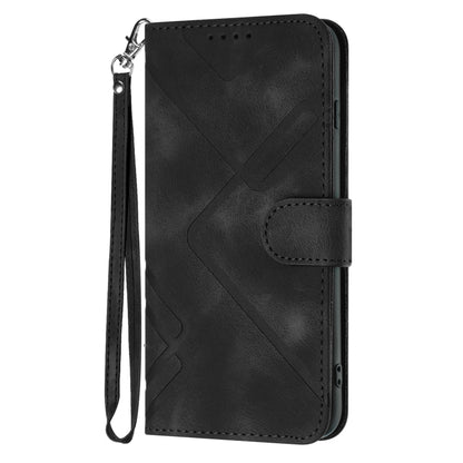 For Honor 70 Pro / 70 Pro+ Line Pattern Skin Feel Leather Phone Case(Black) - Honor Cases by buy2fix | Online Shopping UK | buy2fix