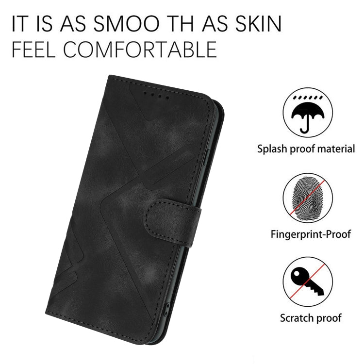 For Honor 70 Pro / 70 Pro+ Line Pattern Skin Feel Leather Phone Case(Black) - Honor Cases by buy2fix | Online Shopping UK | buy2fix