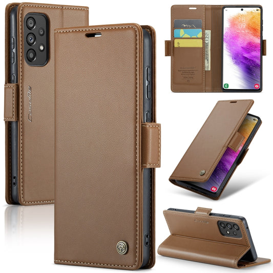 For Samsung Galaxy A73 5G CaseMe 023 Butterfly Buckle Litchi Texture RFID Anti-theft Leather Phone Case(Brown) - Galaxy Phone Cases by CaseMe | Online Shopping UK | buy2fix