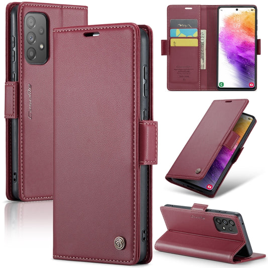 For Samsung Galaxy A73 5G CaseMe 023 Butterfly Buckle Litchi Texture RFID Anti-theft Leather Phone Case(Wine Red) - Galaxy Phone Cases by CaseMe | Online Shopping UK | buy2fix