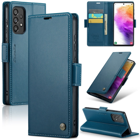 For Samsung Galaxy A73 5G CaseMe 023 Butterfly Buckle Litchi Texture RFID Anti-theft Leather Phone Case(Blue) - Galaxy Phone Cases by CaseMe | Online Shopping UK | buy2fix