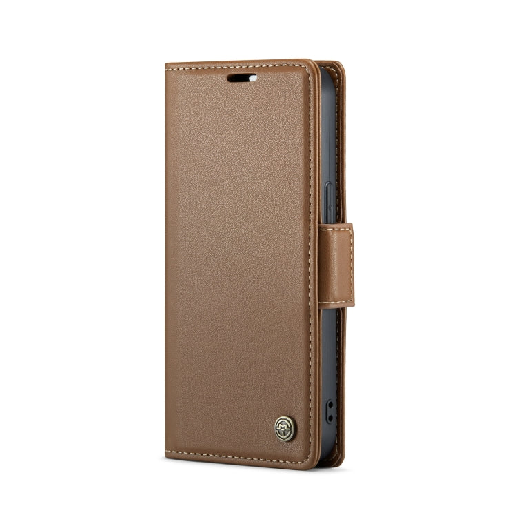 For iPhone 13 CaseMe 023 Butterfly Buckle Litchi Texture RFID Anti-theft Leather Phone Case(Brown) - iPhone 13 Cases by CaseMe | Online Shopping UK | buy2fix