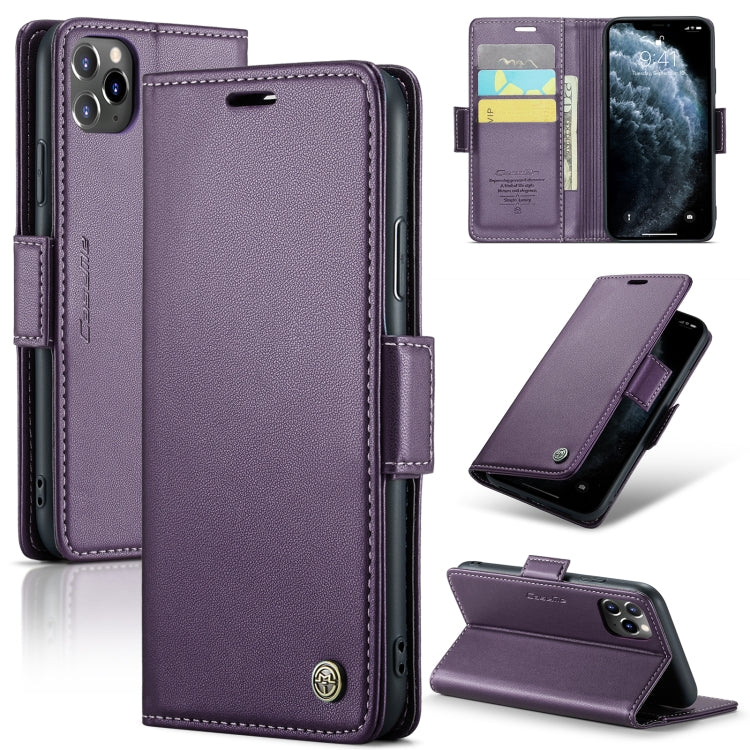 For iPhone 11 Pro CaseMe 023 Butterfly Buckle Litchi Texture RFID Anti-theft Leather Phone Case(Pearly Purple) - iPhone 11 Pro Cases by CaseMe | Online Shopping UK | buy2fix