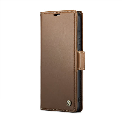 CaseMe 023 Butterfly Buckle Litchi Texture RFID Anti-theft Leather Phone Case For Xiaomi Poco X5 Pro 5G/Redmi Note 12 Pro 5G Global(Brown) - Xiaomi Cases by CaseMe | Online Shopping UK | buy2fix