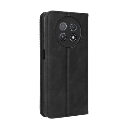 For Huawei Enjoy 60X Magnetic Buckle Retro Texture Leather Phone Case(Black) - Huawei Cases by buy2fix | Online Shopping UK | buy2fix