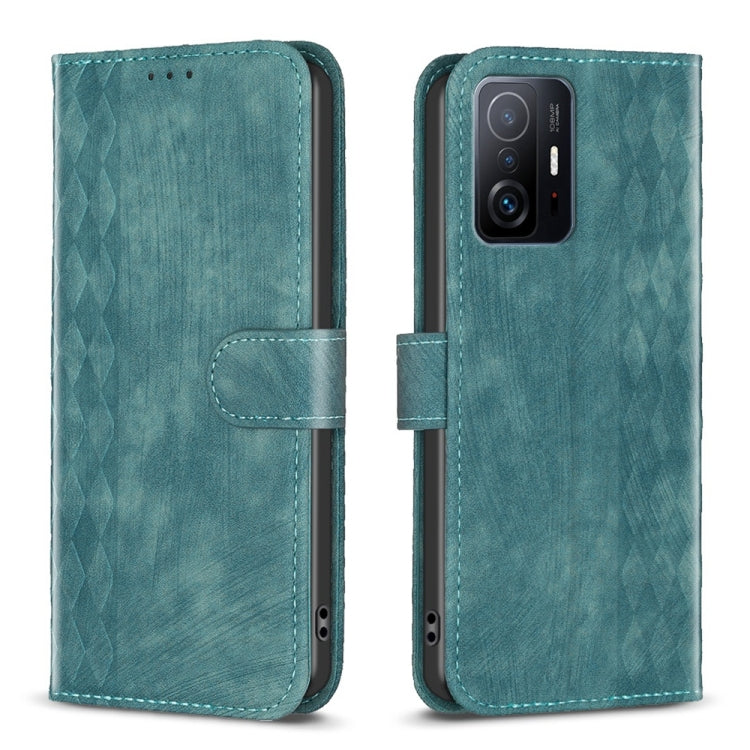 For Xiaomi 11T / 11T Pro Plaid Embossed Leather Phone Case(Green) - Xiaomi Cases by buy2fix | Online Shopping UK | buy2fix