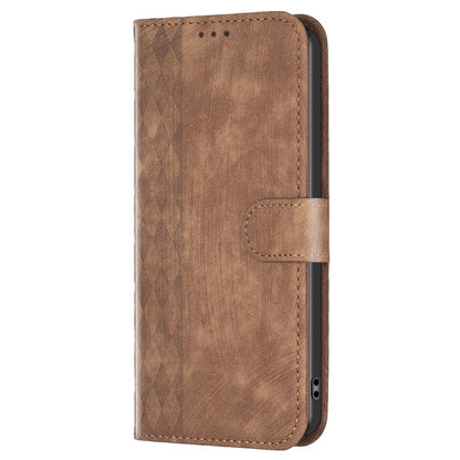 For Xiaomi Redmi 10C Plaid Embossed Leather Phone Case(Brown) - Xiaomi Cases by buy2fix | Online Shopping UK | buy2fix