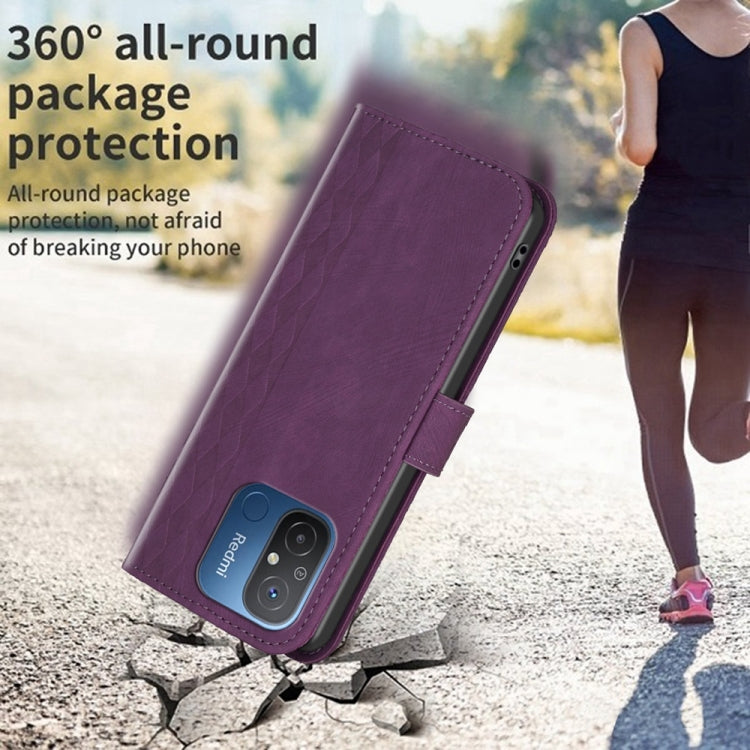 For Xiaomi Redmi 12C Plaid Embossed Leather Phone Case(Purple) - Xiaomi Cases by buy2fix | Online Shopping UK | buy2fix