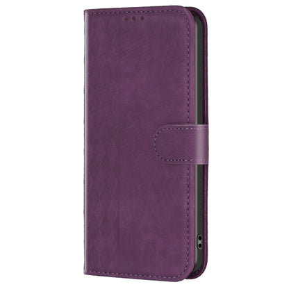 For Xiaomi Redmi Note 9 Plaid Embossed Leather Phone Case(Purple) - Xiaomi Cases by buy2fix | Online Shopping UK | buy2fix