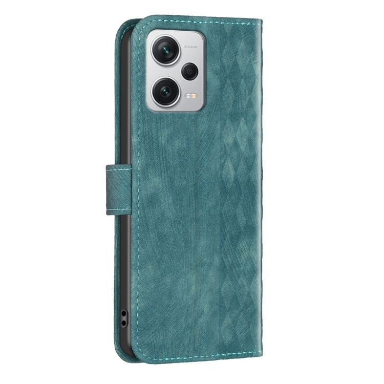 For Xiaomi Redmi Note 12 Pro+ Global Plaid Embossed Leather Phone Case(Green) - Note 12 Pro+ Cases by buy2fix | Online Shopping UK | buy2fix