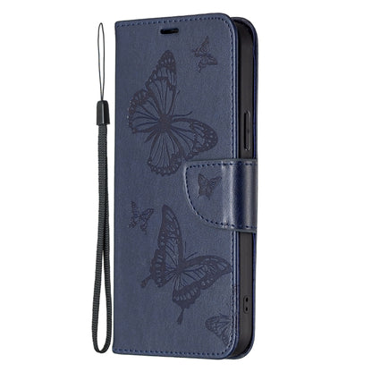 For Xiaomi Poco F5 5G / Redmi Note 12 Turbo Two Butterflies Embossing Leather Phone Case(Blue) - Xiaomi Cases by buy2fix | Online Shopping UK | buy2fix