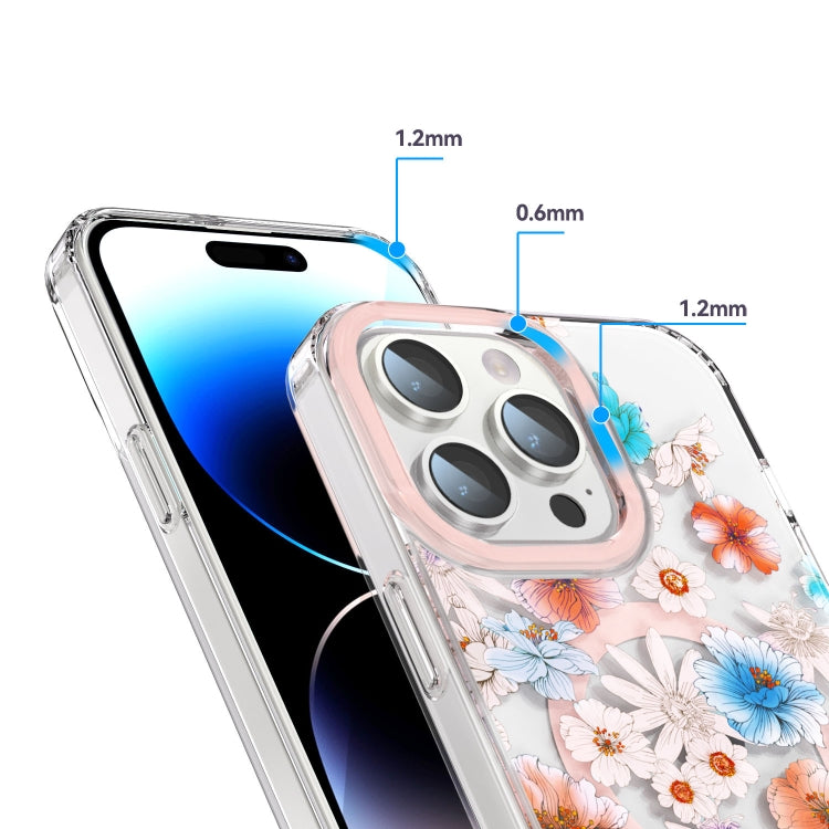 For iPhone 11 MagSafe Magnetic TPU Phone Case(White Blue Flower) - iPhone 11 Cases by buy2fix | Online Shopping UK | buy2fix