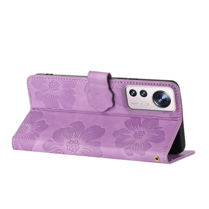 For Xiaomi 12 Pro Flower Embossing Pattern Leather Phone Case(Purple) - 12 Pro Cases by buy2fix | Online Shopping UK | buy2fix