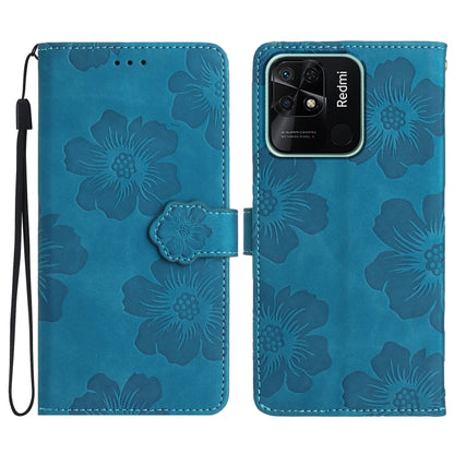 For Xiaomi Redmi 10C Flower Embossing Pattern Leather Phone Case(Blue) - Xiaomi Cases by buy2fix | Online Shopping UK | buy2fix