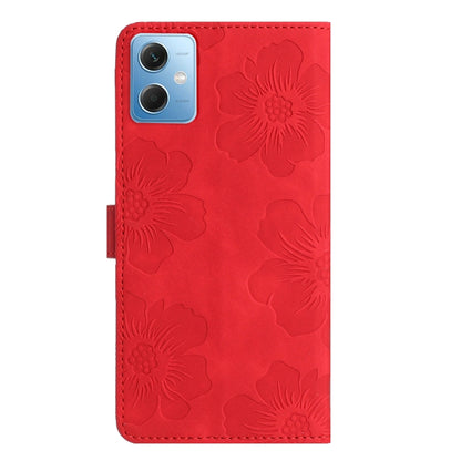 For Xiaomi Redmi Note 12 5G Flower Embossing Pattern Leather Phone Case(Red) - Note 12 Cases by buy2fix | Online Shopping UK | buy2fix