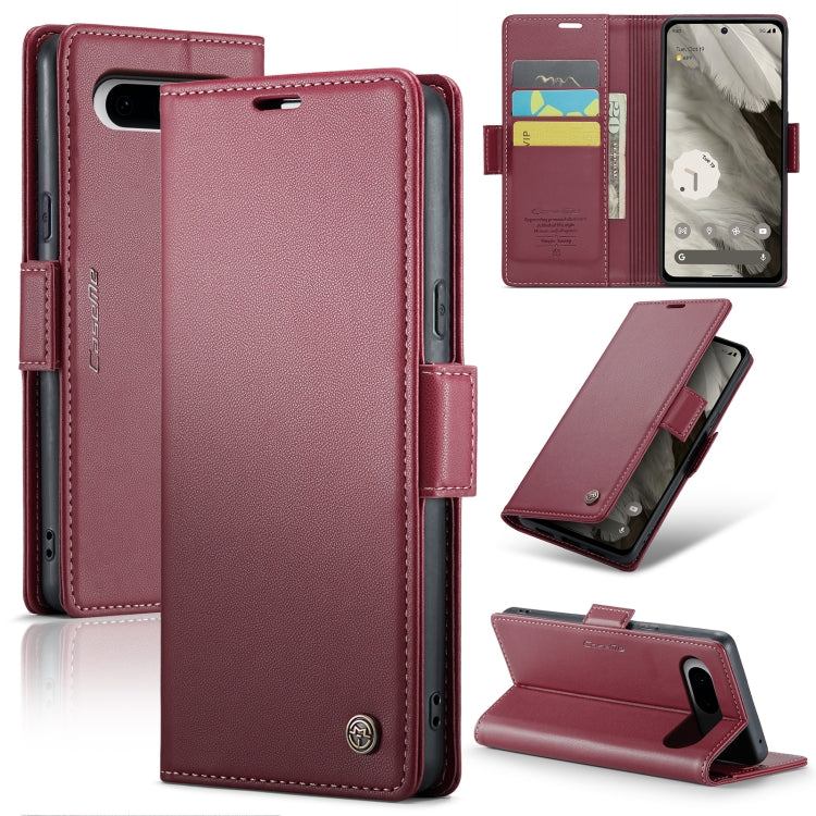 For Google Pixel 8 CaseMe 023 Butterfly Buckle Litchi Texture RFID Anti-theft Leather Phone Case(Wine Red) - Google Cases by CaseMe | Online Shopping UK | buy2fix
