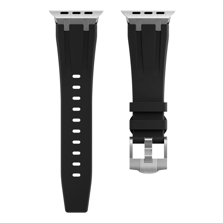 AP Silicone Watch Band For Apple Watch SE 2023 40mm(Silver Black) - Watch Bands by buy2fix | Online Shopping UK | buy2fix