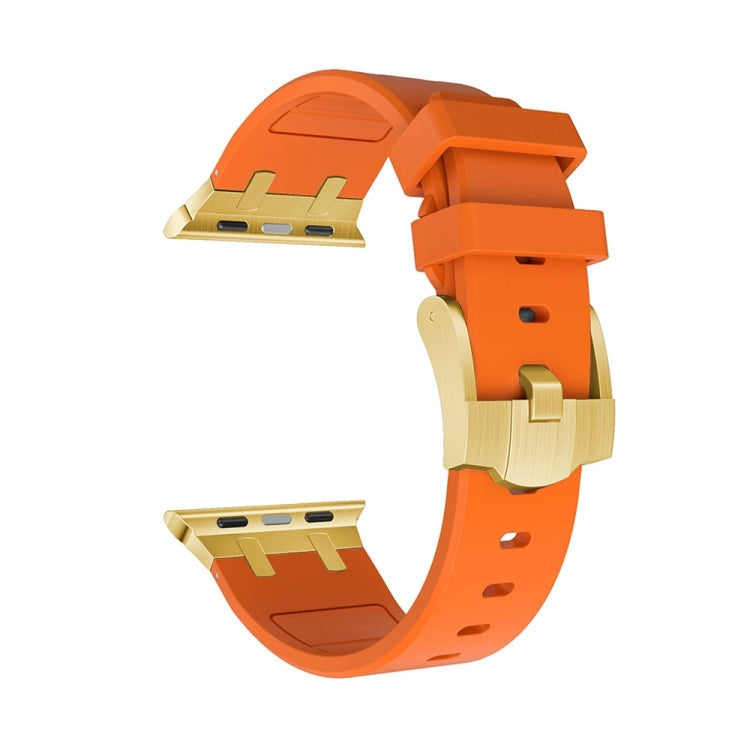 AP Silicone Watch Band For Apple Watch 9 41mm(Gold Orange) - Watch Bands by buy2fix | Online Shopping UK | buy2fix