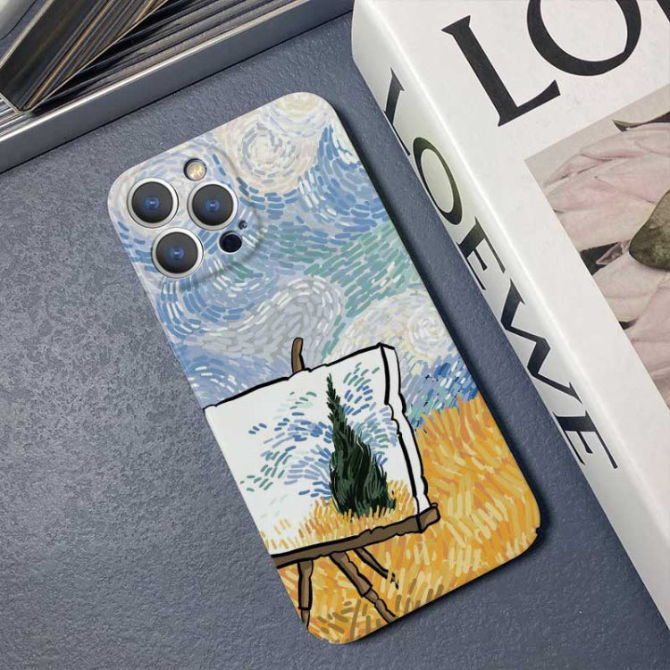 For iPhone 12 Pro Max Precise Hole Oil Painting Pattern PC Phone Case(Landscape Painting) - iPhone 12 Pro Max Cases by buy2fix | Online Shopping UK | buy2fix