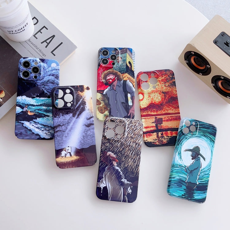 For iPhone 11 Precise Hole Oil Painting Pattern PC Phone Case(Thinker) - iPhone 11 Cases by buy2fix | Online Shopping UK | buy2fix