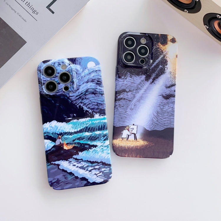 For iPhone XR Precise Hole Oil Painting Pattern PC Phone Case(Shine) - More iPhone Cases by buy2fix | Online Shopping UK | buy2fix