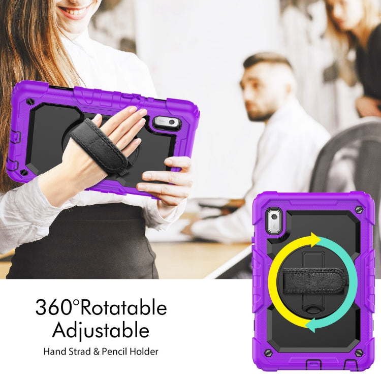 For Lenovo Tab M9 Silicone Hybrid PC Tablet Case with Shoulder Strap(Purple) - For Lenovo by buy2fix | Online Shopping UK | buy2fix