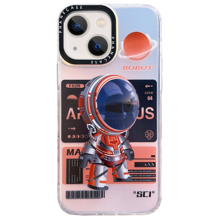 For iPhone 14 Mechanical Astronaut Pattern TPU Phone Case(Orange) - iPhone 14 Cases by buy2fix | Online Shopping UK | buy2fix