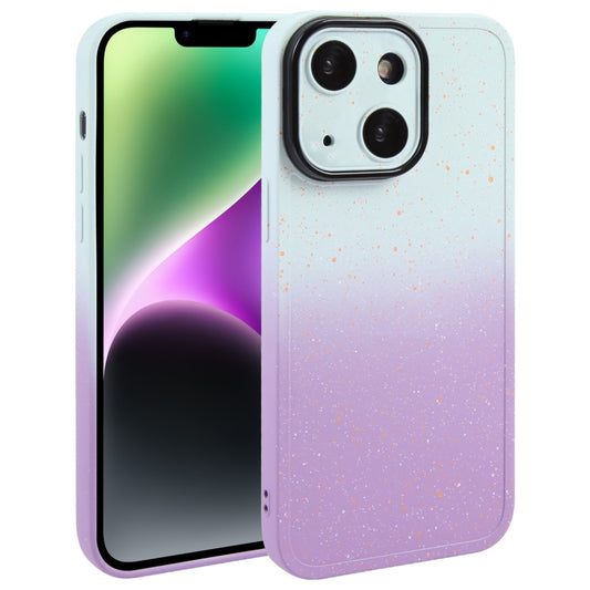 For iPhone 14 Gradient Starry Silicone Phone Case with Lens Film(White Purple) - iPhone 14 Cases by buy2fix | Online Shopping UK | buy2fix