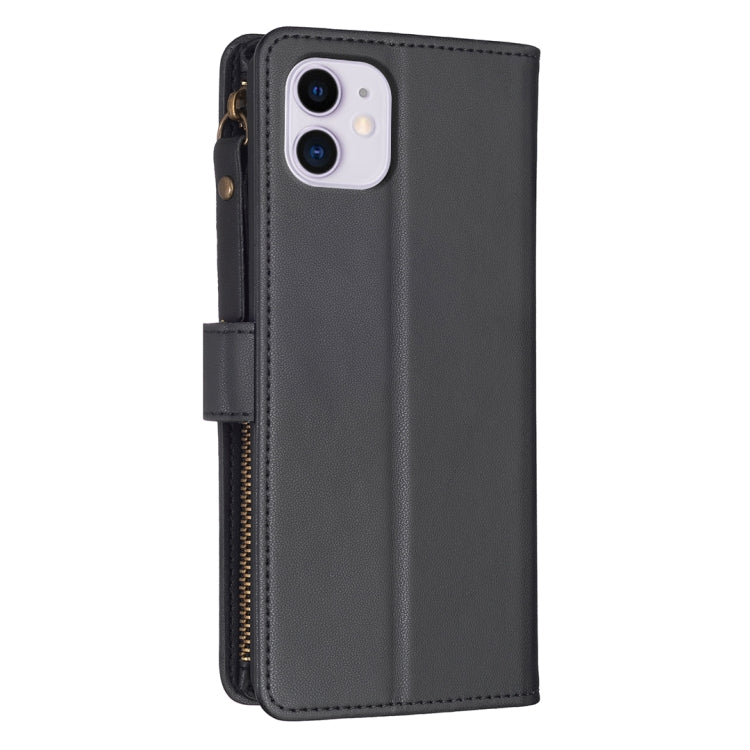 For iPhone 11 9 Card Slots Zipper Wallet Leather Flip Phone Case(Black) - iPhone 11 Cases by buy2fix | Online Shopping UK | buy2fix
