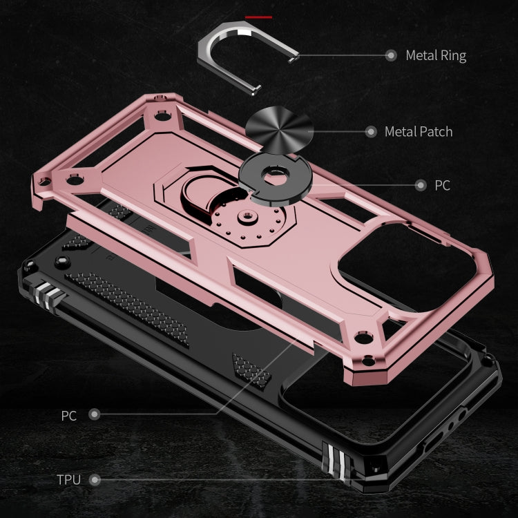 For iPhone 15 Pro Shockproof TPU + PC Phone Case with Holder(Rose Gold) - iPhone 15 Pro Cases by buy2fix | Online Shopping UK | buy2fix