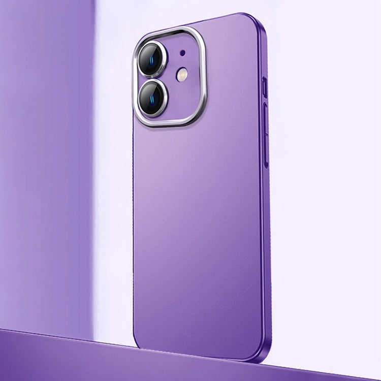 For iPhone 12 Frosted Metal Material Phone Case with Lens Protection(Purple) - iPhone 12 / 12 Pro Cases by buy2fix | Online Shopping UK | buy2fix