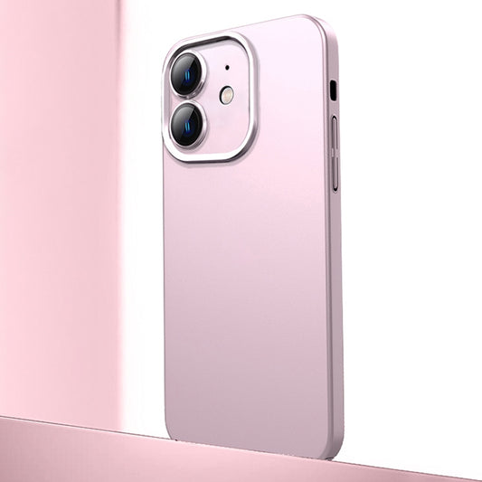 For iPhone 12 Frosted Metal Material Phone Case with Lens Protection(Pink) - iPhone 12 / 12 Pro Cases by buy2fix | Online Shopping UK | buy2fix