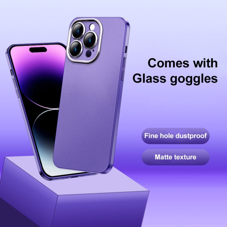 For iPhone 14 Pro Max Frosted Metal Material Phone Case with Lens Protection(Purple) - iPhone 14 Pro Max Cases by buy2fix | Online Shopping UK | buy2fix